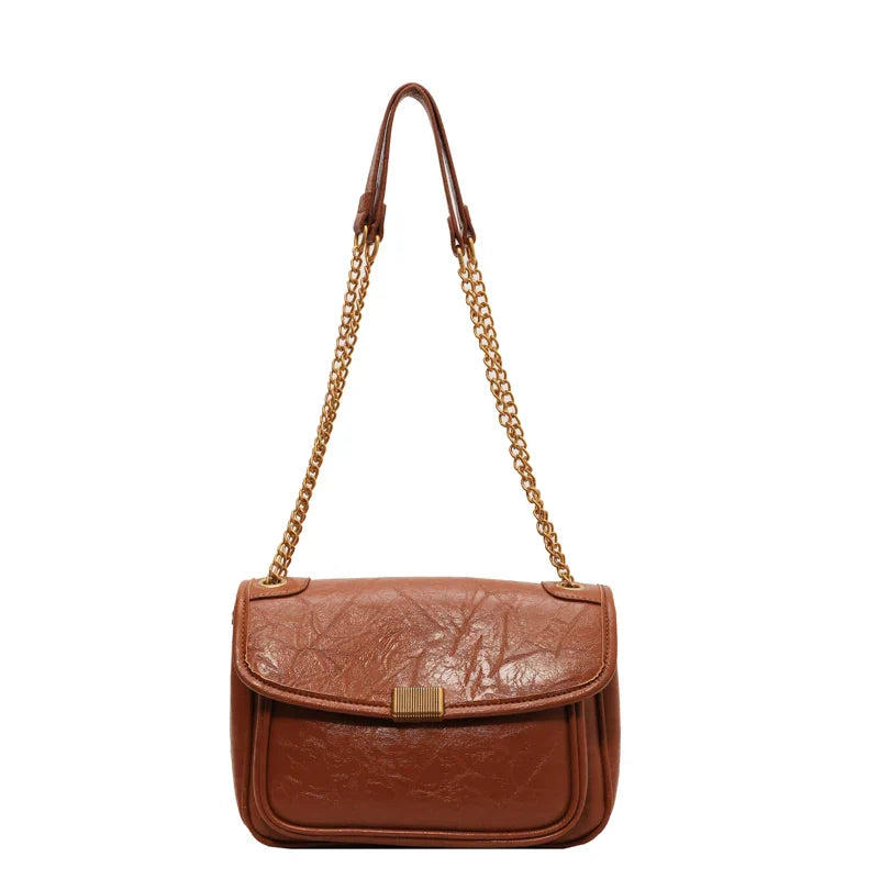 Women's Fashion Solid Vintage Shoulder Bag Chain Crossbody Bag