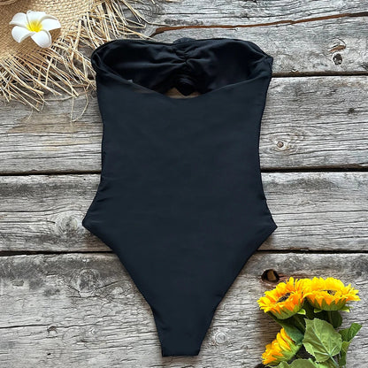 YESMYTOOL  -  One Piece Women Floral Lace Up 2024 Push-Up Padded Bra Black Swimsuit Swimwear Bathing Suit Beachwear Monokini Female