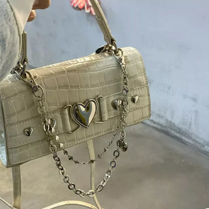 PU Leather Women Small Square Shoulder Bags Cool Girls Female Clutch Purse and Handbags Crocodile Pattern Ladies Crossbody Bags