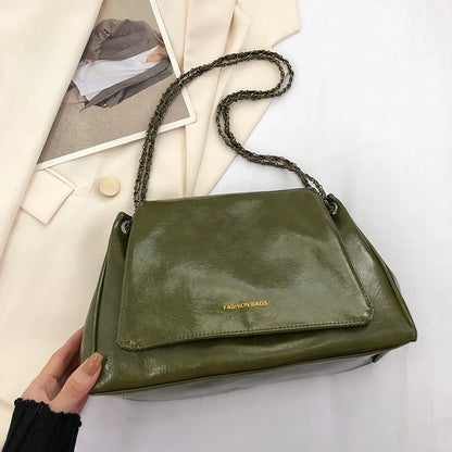 New Vintage Shoulder Bag Large Capacity Fashion Crossbody Bags For Women Solid Pu Leather Ladies Handbags