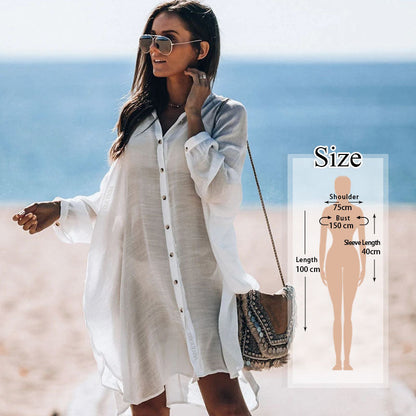 Beach Cover up  White Tunic Woman Bikini Cover-ups Bathing Suit Women Beachwear Swimsuit Cover up Sarong pareo plage dingdamall mid size graduation outfit romantic style teen swag clean girl ideas 90s latina aesthetic