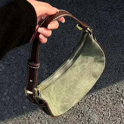 Casual Green Underarm Bag Women New Vintage Hot Girls Leather Solid Shoulder Bag Female Retro Elegant Y2k Handbag Purse