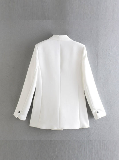 Summer Women Casual Blazers Coats White Loose Double Breasted Office Lady Female Elegant Fashion Blazer Outerwear