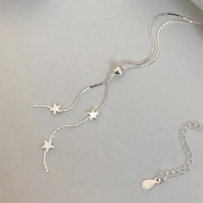 925 Sterling Silver Star Necklace Simple Adjustable Length Charm Pendant Joker Choker Birthday Gift To Women Free Of Freight