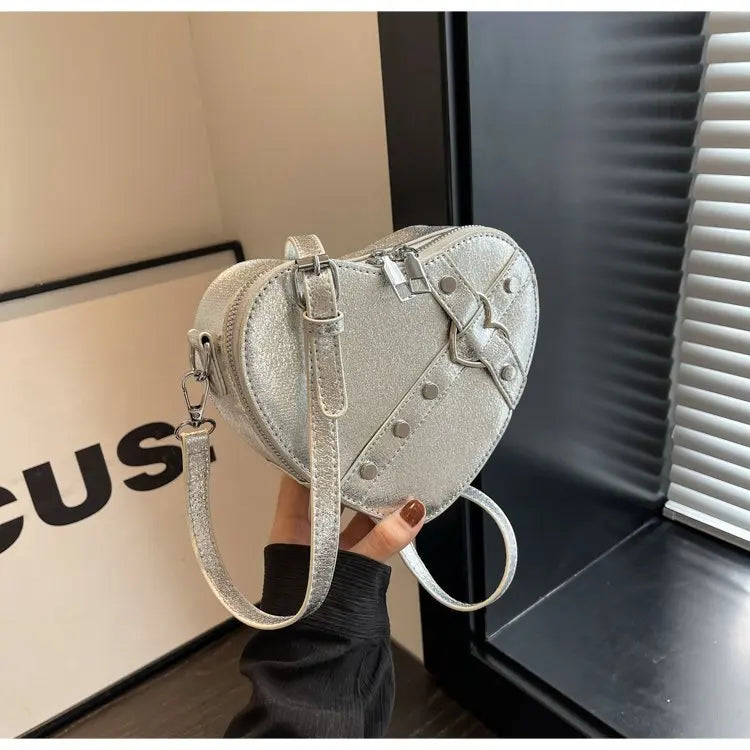 Fashion Love Heart Shape Shoulder Bag Small Handbags Designer Crossbody Bags For Women Solid Pu Leather Valentine's Gift