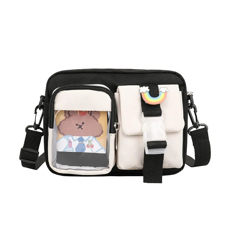 Japanse Style Kawaii Bag Girls Student Small Nylon Bag Mutipockets Transparent Crossbody Bags Women New Shoulder Bag Bolsa Mujer