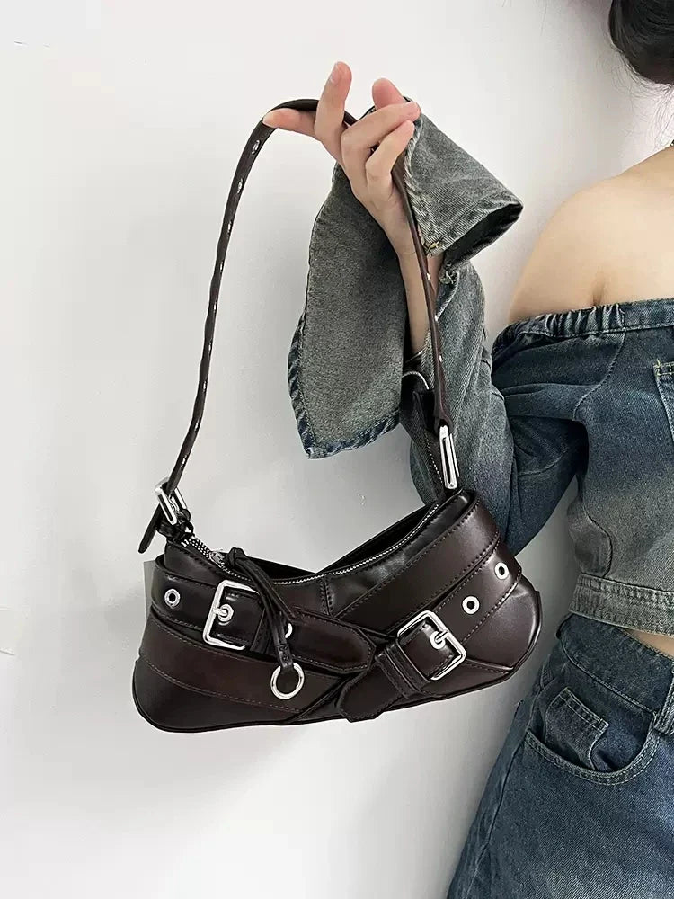 Handle Bag Women Retro Handbag PU Leather Shoulder Totes Underarm Vintage Top Handle Bag Female Small Subaxillary Bag for Women