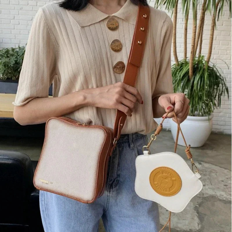 Fun Toast Design Crossbody Bag Pu Leather Fashion Women Purses and Handbags Girl's Shoulder Bag Female Clutch Bag New