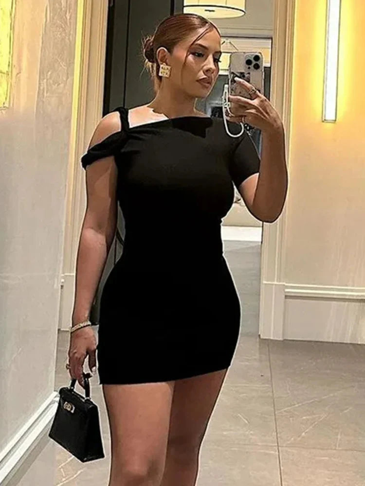 Bandage Off Shoulder Slim Summer Dress For Women High Waist Sleeveless Sexy Hip Wrap Solid Party Evening Bodycon Dress