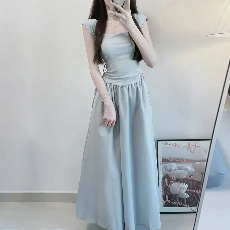 YESMYTOOL  -  Summer New Solid Color Slim Chic Women Dress Sweet  Elegant Ladies Woman Dress Casual Loose Fashion Street Dresses Female