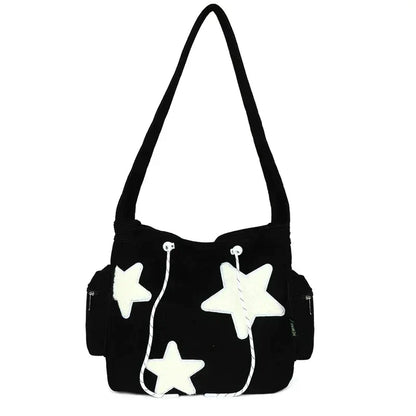 Girls Cute Star Print Shoulder Bags Women Japanese Casual Fashion Crossbody Bag Y2k Streetwear Tote Bags for College Student