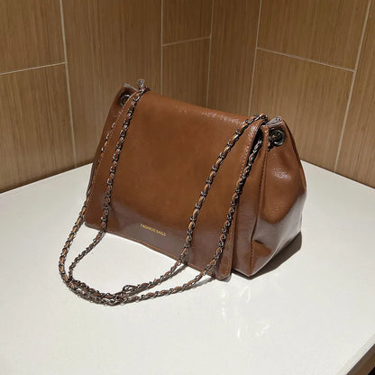 New Vintage Shoulder Bag Large Capacity Fashion Crossbody Bags For Women Solid Pu Leather Ladies Handbags