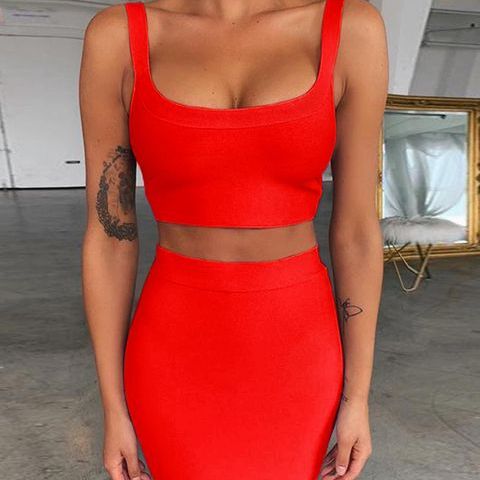 Bandage dress sets Women Sexy Two Piece Skirt Set Summer Lilac Bodycon skirt and top set matching sets For Club Party