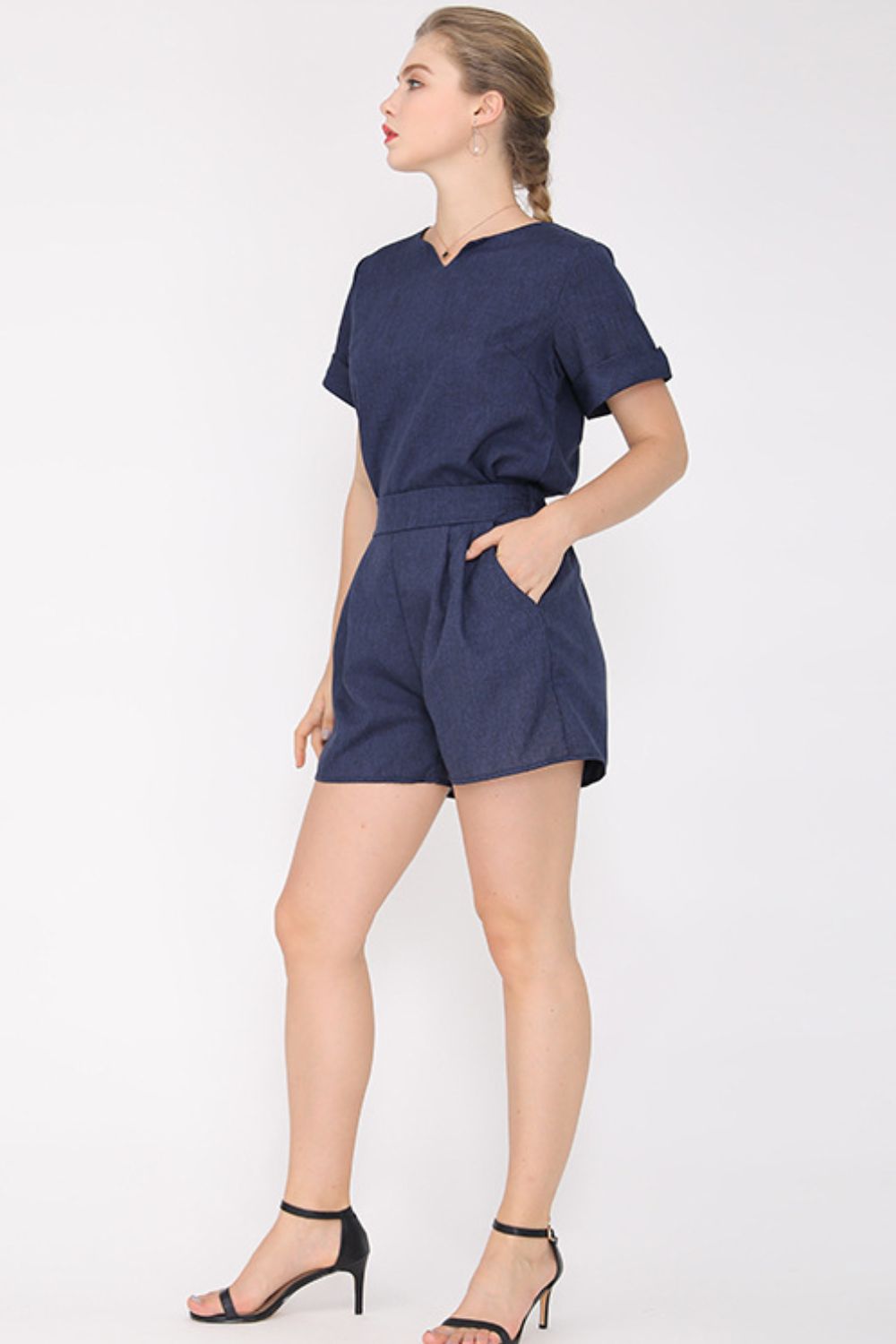 Plus Size Short Sleeve Top and Shorts Set