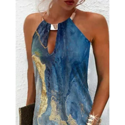 Women's Casual Dress Summer Dress Halter Neck Dress Graphic Marble Print Print Halter Mini Dress Fashion Modern Daily Holiday Sleeveless Loose Fit Pink Blue Green Summer Spring S M L XL XXL