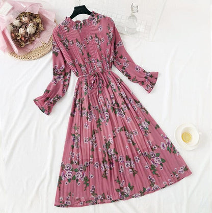 Elegant Polka Dot Women Dress Female Casual Flare Sleeve Office Chiffon Dot Print Dresses A-line Vintage Sweet Clothing Vestidos