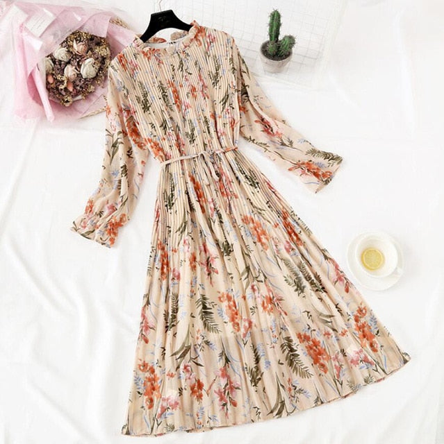 Elegant Polka Dot Women Dress Female Casual Flare Sleeve Office Chiffon Dot Print Dresses A-line Vintage Sweet Clothing Vestidos