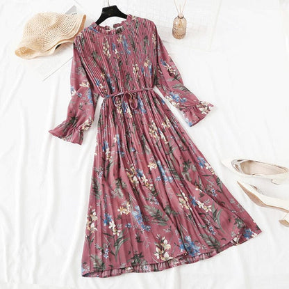 Elegant Polka Dot Women Dress Female Casual Flare Sleeve Office Chiffon Dot Print Dresses A-line Vintage Sweet Clothing Vestidos