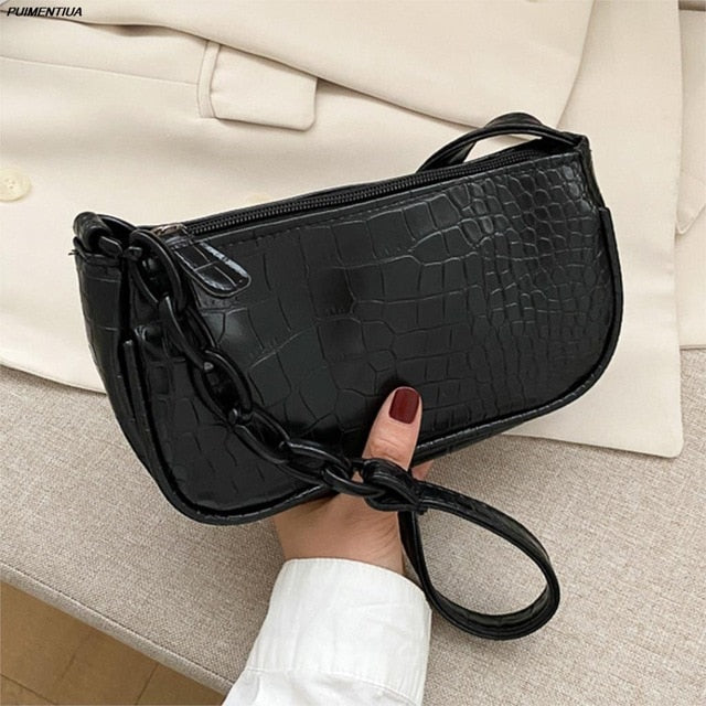 PUIMENTIUA Retro Alligator Pattern Women Messenger Handbags sac PU Leather Street Casual Solid Zipper Shoulder Bags Bolsa Mujer