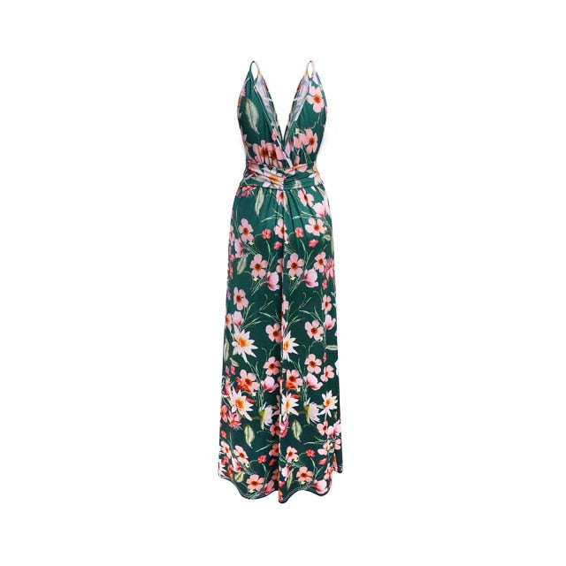 Women&#39;s Sling Floral Long Dresses arrival Summer Boho V-Neck Sleeveless  Party Beach Floarl Print  Maxi Dress Casual Sundress