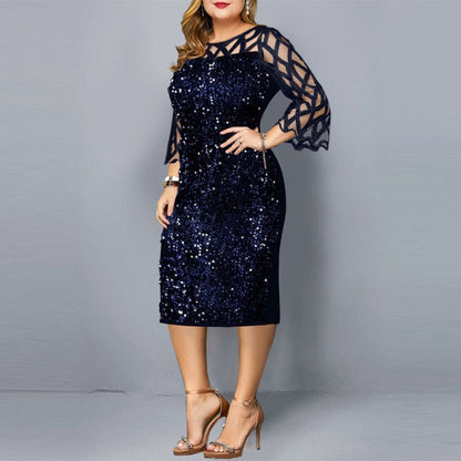 dingdamall Plus Size Women's Summer Dress Elegant Sequin Birthday Party Dresses For Women New Casual Dress Wedding Evening Outfits 5XL