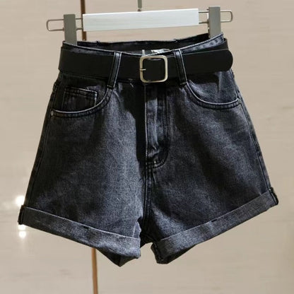 Women's denim shorts high-waist shorts women casual loose ladies fashion large size elastic waist wide-leg short jeans