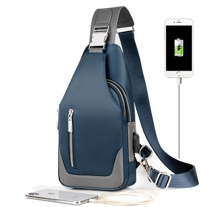 Men's Messenger bag shoulder Oxford cloth Chest Bags Crossbody Casual messenger bags Man USB charging Multifunction Handbag