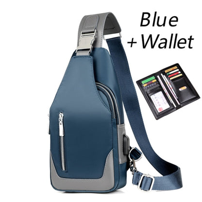 Men's Messenger bag shoulder Oxford cloth Chest Bags Crossbody Casual messenger bags Man USB charging Multifunction Handbag