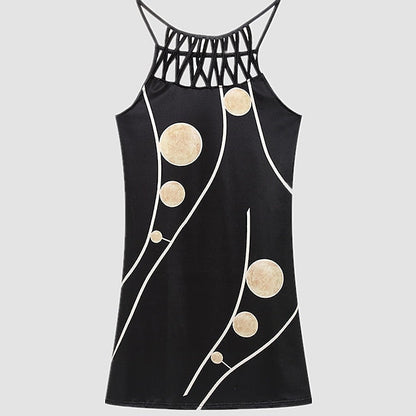 Women's Casual Dress Halter Neck Dress Midi Dress Leopard Black Wine Sleeveless Geometric Cut Out Summer Spring Halter Fashion Vacation S M L XL XXL 3XL