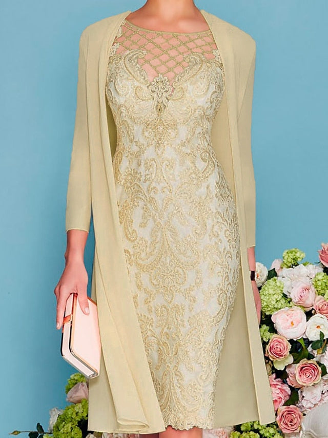 Women‘s Lace Dress Dress Set Midi Dress Pink Yellow Light Green Light gray Light Blue White 3/4 Length Sleeve Floral Pure Color Lace Summer Spring Crew Neck Elegant Classic Party S M L XL XXL 3XL